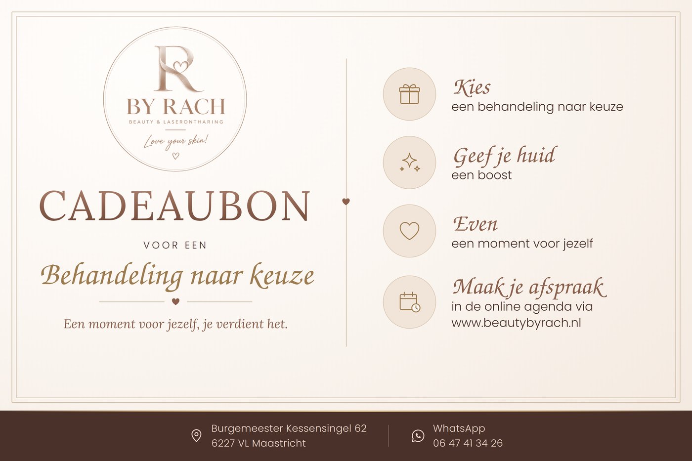Cadeaubon van By Rach Beauty & laserontharing voor een behandeling naar keuze
